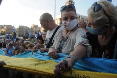 23 Ağustos 2020 'de Kiev' deki Bağımsızlık Meydanı 'ndaki 