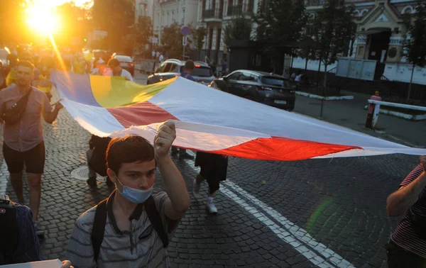 Partecipanti All Azione Catena Viva Solidarietà Con Popolo Bielorusso Kiev — Foto Stock