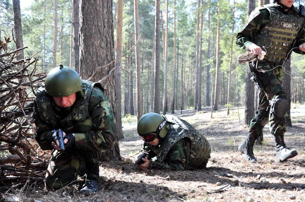 Barnaul Rusia Julio 2011 Soldados Las Fuerzas Especiales Los Ejercicios — Foto de Stock