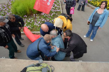 Barnaul, Rusya Federasyonu-Eylül 2, Putin'in politikası ve emeklilik reformuna karşı 2018.Rally