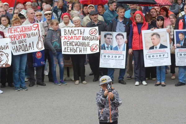 Барнаул Росія Вересень 2018 Rally Проти Путіна Політики Пенсійної Реформи — стокове фото