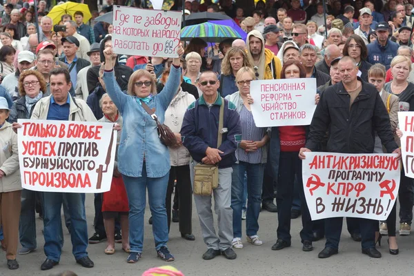 Барнаул Россия Сентября 2018 Rally Putin Policy Pension Reform — стоковое фото