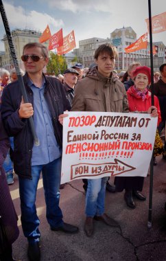Barnaul, Rusya Federasyonu-Eylül 22, 2018. Ralli Putin'in politikası ve emeklilik reformuna karşı protesto