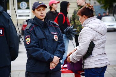 Barnaul, Rusya Federasyonu-Eylül 9, Putin'in politikası ve emeklilik reformuna karşı 2018.Rally