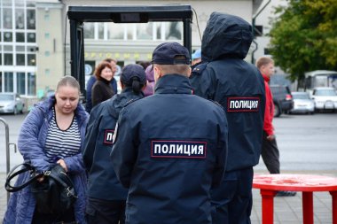 Barnaul, Rusya Federasyonu-Eylül 9, Putin'in politikası ve emeklilik reformuna karşı 2018.Rally