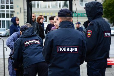 Barnaul, Rusya Federasyonu-Eylül 9, Putin'in politikası ve emeklilik reformuna karşı 2018.Rally