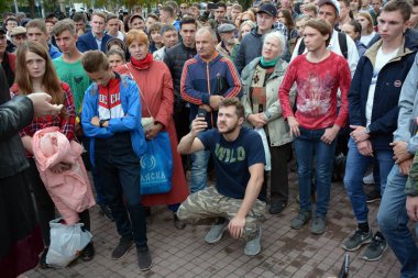 Barnaul, Rusya Federasyonu-Eylül 9, Putin'in politikası ve emeklilik reformuna karşı 2018.Rally