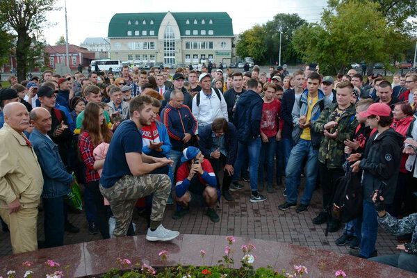 Barnaul, Russia-September 9, 2018.Rally against Putin's policy and pension reform