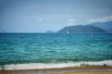 Nha Trang, Vietnam-Ekim 3, 2018.Ships ve zevk tekne Nha Trang koyda
