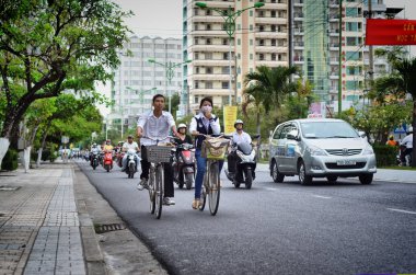 Nha Trang, Vietnam-3 Ekim 2018. Vietnam trafiği.