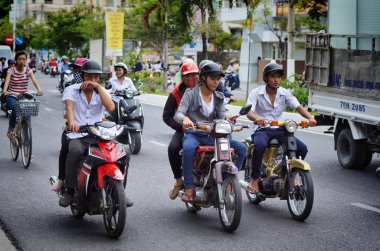 Nha Trang, Vietnam-3 Ekim 2018. Vietnam trafiği.