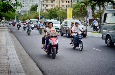 Nha Trang, Vietnam-3 Ekim 2018. Vietnam trafiği.