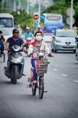 Nha Trang, Vietnam-3 Ekim 2018. Vietnam trafiği.