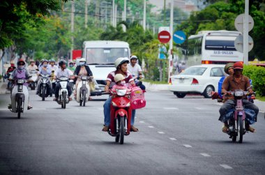 Nha Trang, Vietnam-3 Ekim 2018. Vietnam trafiği.