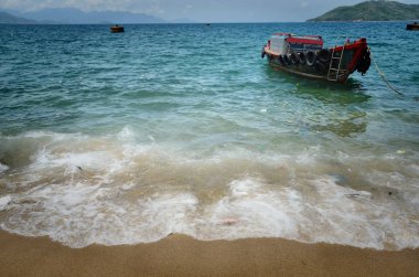 Nha Trang, Vietnam-Ekim 3, denizde 2018.fishing tekneler