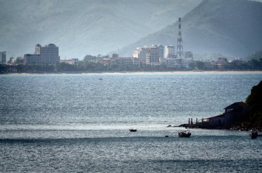 Nha Trang, Vietnam-Ekim 3, 2018.Cable araba Vinpearl Adası eğlence için