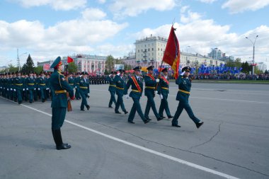 Barnaul, Rusya Federasyonu-9 Mayıs zafer günü Dünya Savaşı'nda onuruna 2018.military geçit töreni