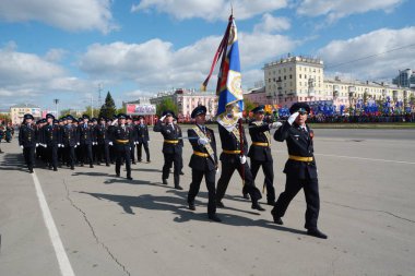 Barnaul, Rusya Federasyonu-9 Mayıs zafer günü Dünya Savaşı'nda onuruna 2018.military geçit töreni