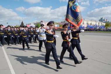 Barnaul, Rusya Federasyonu-9 Mayıs zafer günü Dünya Savaşı'nda onuruna 2018.military geçit töreni