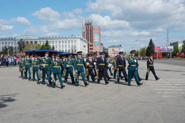 Barnaul, Rusya Federasyonu-9 Mayıs zafer günü Dünya Savaşı'nda onuruna 2018.military geçit töreni
