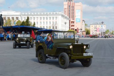 Barnaul, Rusya Federasyonu-9 Mayıs zafer günü Dünya Savaşı'nda onuruna 2018.military geçit töreni