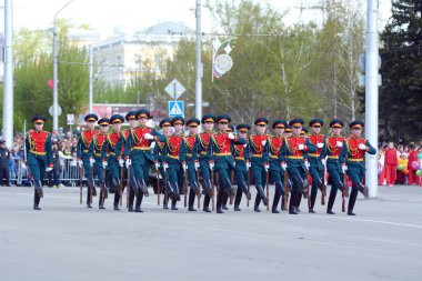 Barnaul, Rusya Federasyonu-9 Mayıs zafer günü Dünya Savaşı'nda onuruna 2018.military geçit töreni