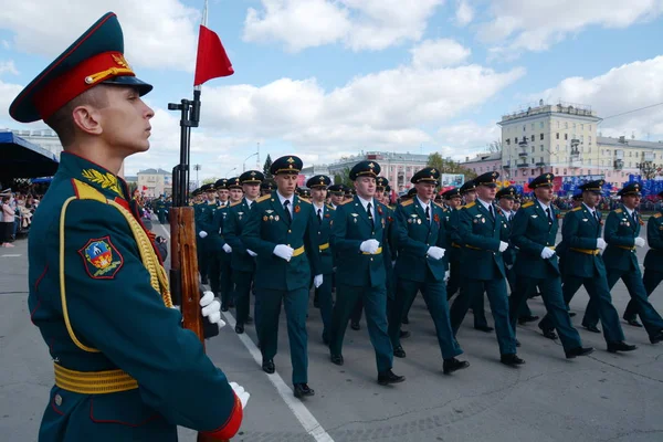 Barnaul Russie Mai 2018 Défilé Militaire Honneur Jour Victoire Dans — Photo