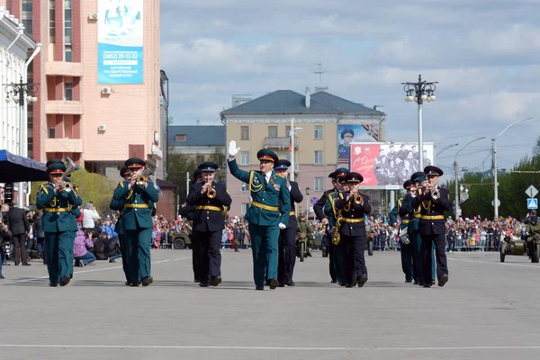 巴尔瑙尔 俄罗斯 5月9日 2018 Military 庆祝二战胜利纪念日 — 图库照片