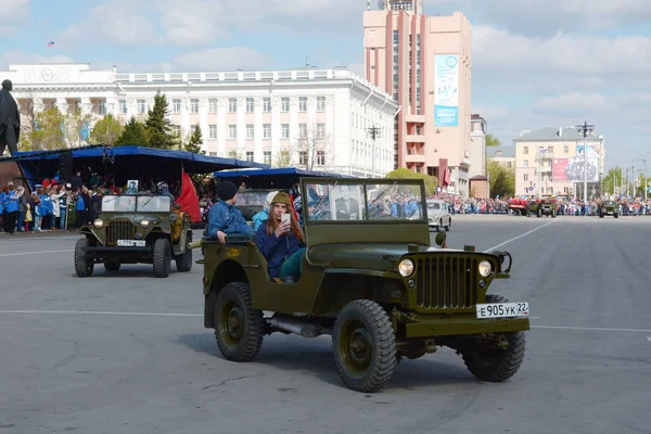 Barnaul Oroszország Május 2018 Military Parade Tiszteletére Győzelem Napja Világ — Stock Fotó