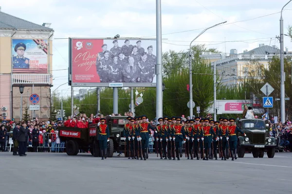 Barnaul Russie Mai 2018 Défilé Militaire Honneur Jour Victoire Dans — Photo