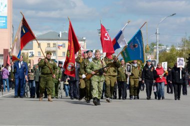 Barnaul, Rusya Federasyonu-9 Mayıs zafer günü Dünya Savaşı'nda onuruna 2018.military geçit töreni