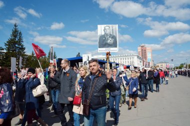 Barnaul, Rusya Federasyonu-Mayıs 9, 2018. Eylem 