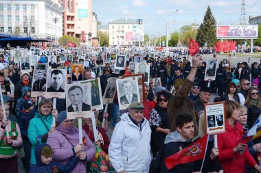 Barnaul, Rusya Federasyonu-Mayıs 9, 2018. Eylem 