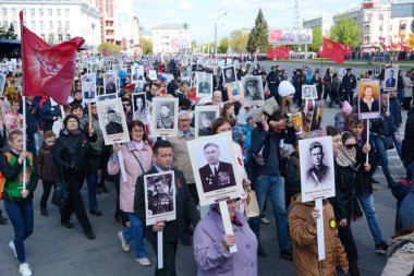 Barnaul, Rusya Federasyonu-Mayıs 9, 2018. Eylem 