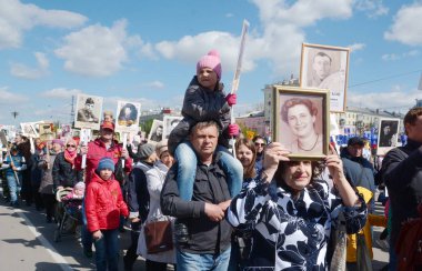 Barnaul, Rusya Federasyonu-Mayıs 9, 2018. Eylem 