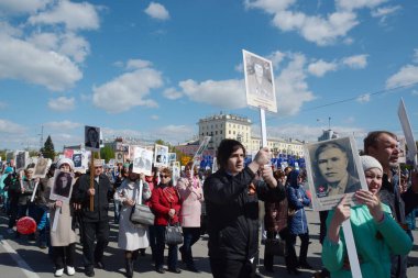 Barnaul, Rusya Federasyonu-Mayıs 9, 2018. Eylem 