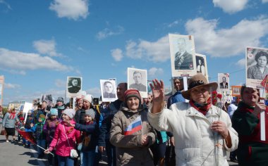 Barnaul, Rusya Federasyonu-Mayıs 9, 2018. Eylem 