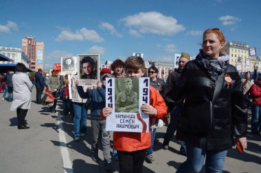 Barnaul, Rusya Federasyonu-Mayıs 9, 2018. Eylem 