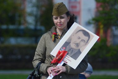 Barnaul, Rusya Federasyonu-Mayıs 9, 2018. Eylem 