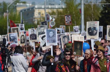 Barnaul, Rusya Federasyonu-Mayıs 9, 2018. Eylem 