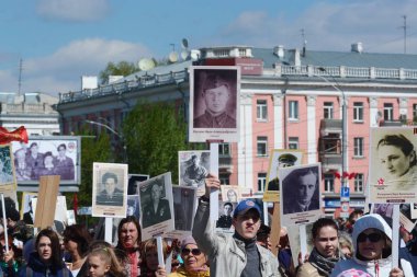 Barnaul, Rusya Federasyonu-Mayıs 9, 2018. Eylem 