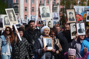 Barnaul, Rusya Federasyonu-Mayıs 9, 2018. Eylem 