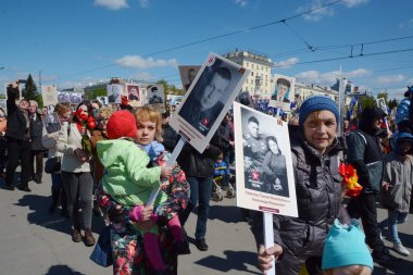 Barnaul, Rusya Federasyonu-Mayıs 9, 2018. Eylem 