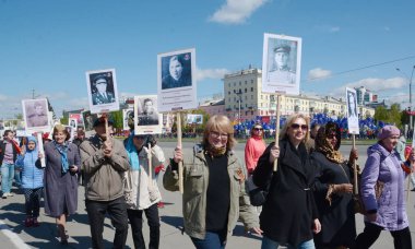 Barnaul, Rusya Federasyonu-Mayıs 9, 2018. Eylem 
