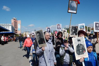 Barnaul, Rusya Federasyonu-Mayıs 9, 2018. Eylem 