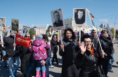Barnaul, Rusya Federasyonu-Mayıs 9, 2018. Eylem 