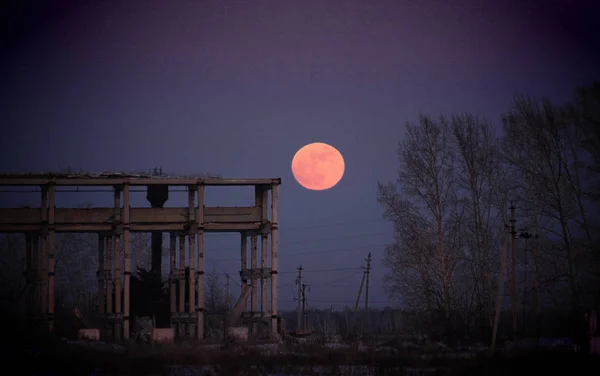 Барнаул Россия Января 2018 Года Супер Луна Над Сибирью — стоковое фото