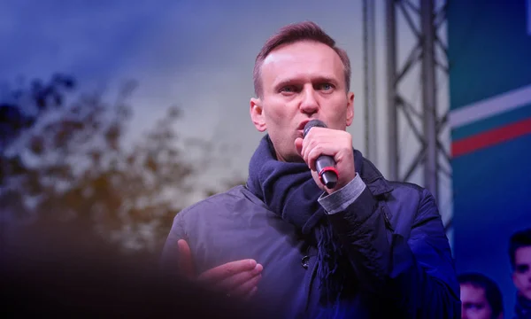 Novosibirsk Russia October 2017 Politician Alexei Navalny Speaks Opposition Rally — Stock Photo, Image