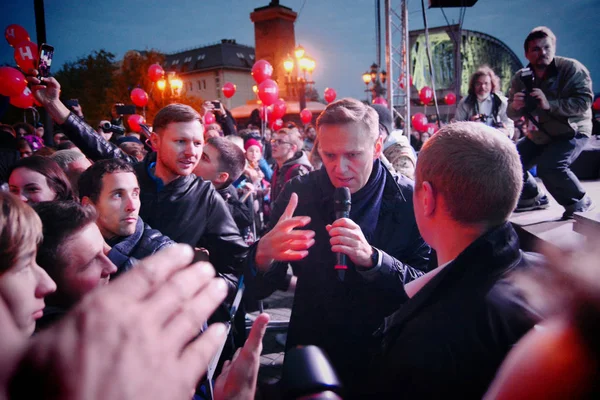 Novosibirsk Rusko Říjen 2017 Politician Alexej Navalny Hovoří Opoziční Demonstrace — Stock fotografie