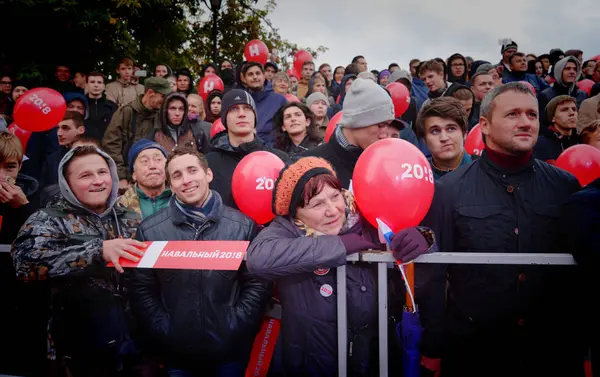 Novosibirsk Rusko Říjen 2017 Politician Alexej Navalny Hovoří Opoziční Demonstrace — Stock fotografie